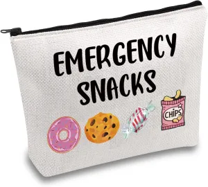JXGZSO Emergency Snacks Food Makeup Bag Foodie Zipper Cosmetic Bag Food Safe Bag Snack Lover Gift Snacks Storage Bag