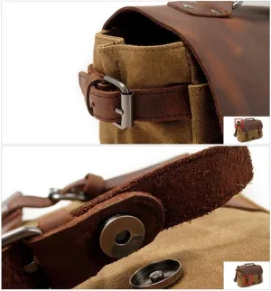JYYBN Business Briefcase, Business Briefcase Vintage Casual Canvas Crossbody Bag Office Travel Backpack Portable Laptop Bag