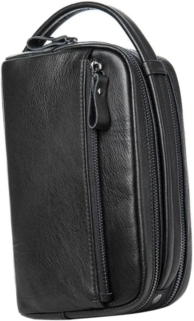 KESYOO 1Pc Large Capacity Men Handbag Durable Leather Travel Pouch Portable Wash Bag for Home Travel Classic Fashion Design Safe for Toiletries
