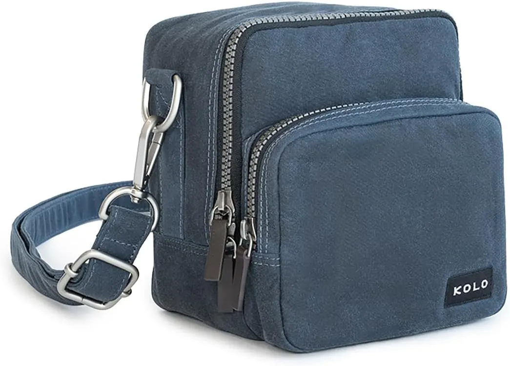 Kolo Carson Camera Bag for Polaroid Cameras, Light-Safe Film Storage, Strap, Navy