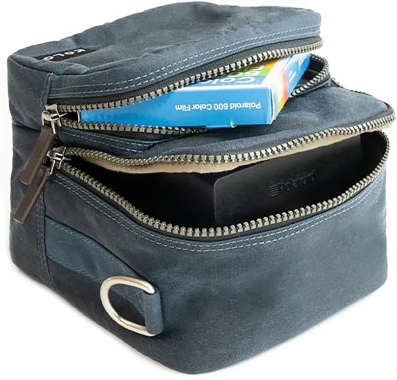 Kolo Carson Camera Bag for Polaroid Cameras, Light-Safe Film Storage, Strap, Navy