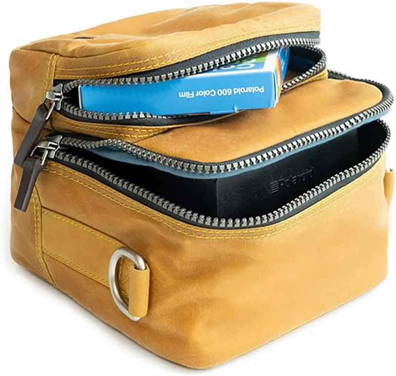 Kolo Carson Camera Bag for Polaroid Cameras, Light-Safe Film Storage, Strap, Ochre