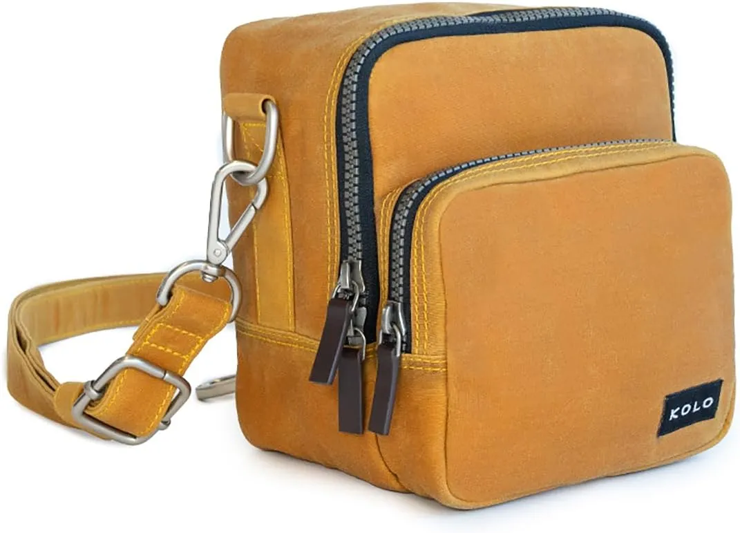 Kolo Carson Camera Bag for Polaroid Cameras, Light-Safe Film Storage, Strap, Ochre