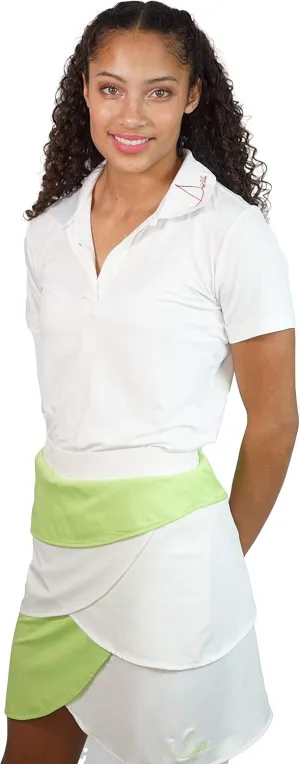Lady E Modern Style Junior Girls White and Lime Golf Skort