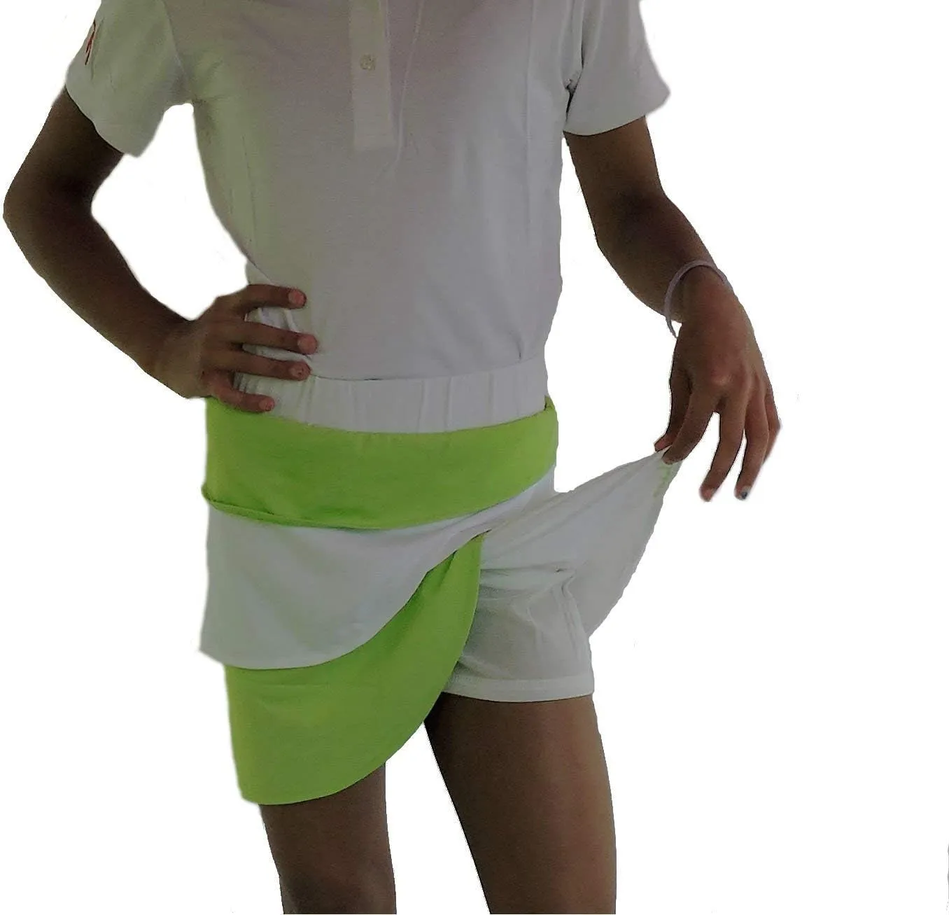 Lady E Modern Style Junior Girls White and Lime Golf Skort