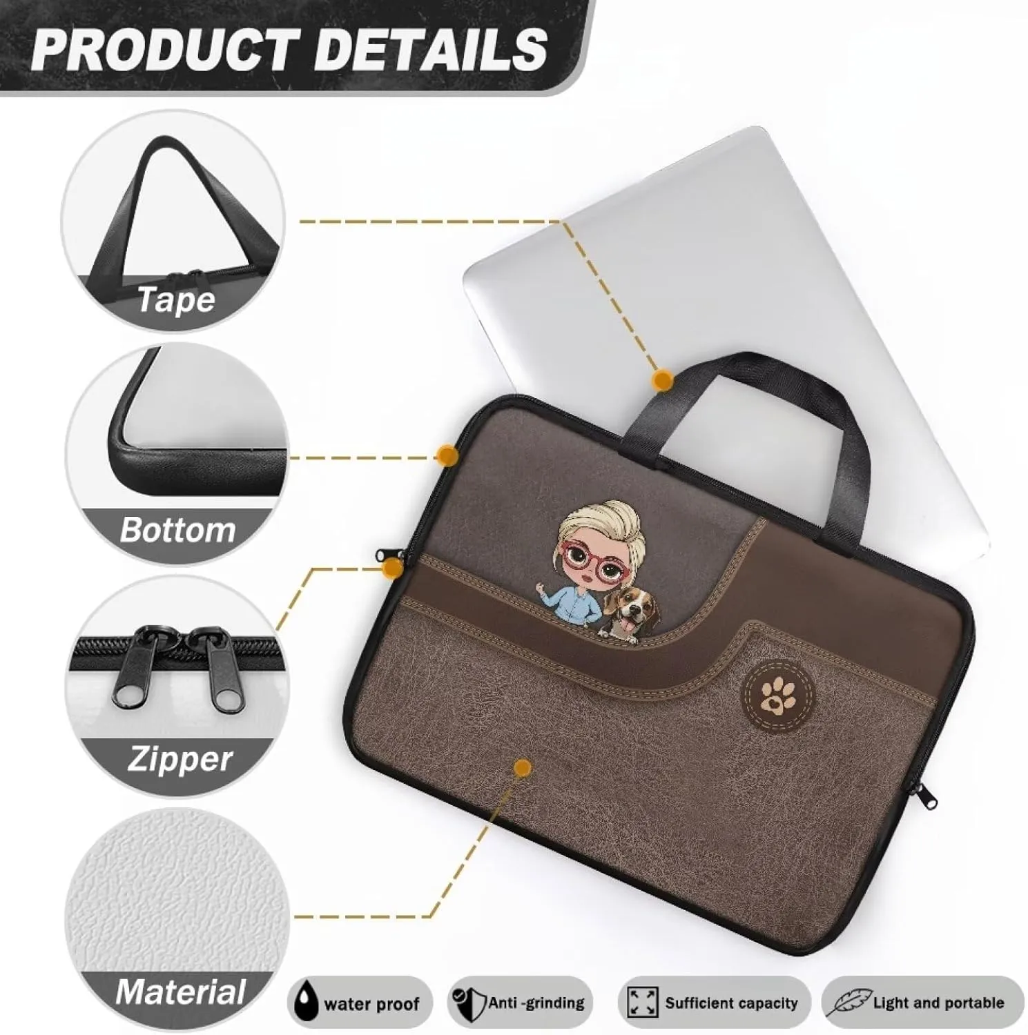 Laptop Bags Designer PU Leather Laptop Carrying Case Soft Leather Briefcase for Women