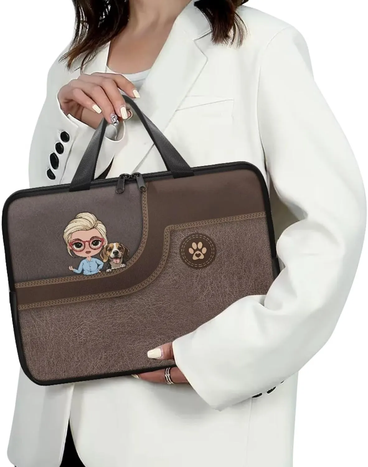 Laptop Bags Designer PU Leather Laptop Carrying Case Soft Leather Briefcase for Women