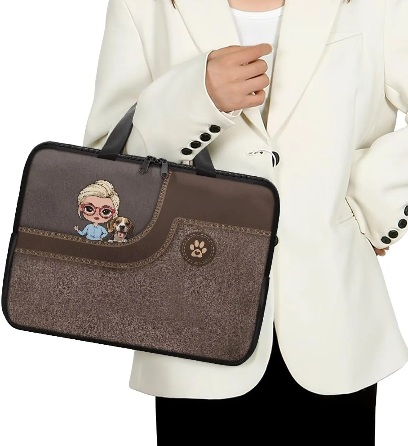 Laptop Bags Designer PU Leather Laptop Carrying Case Soft Leather Briefcase for Women