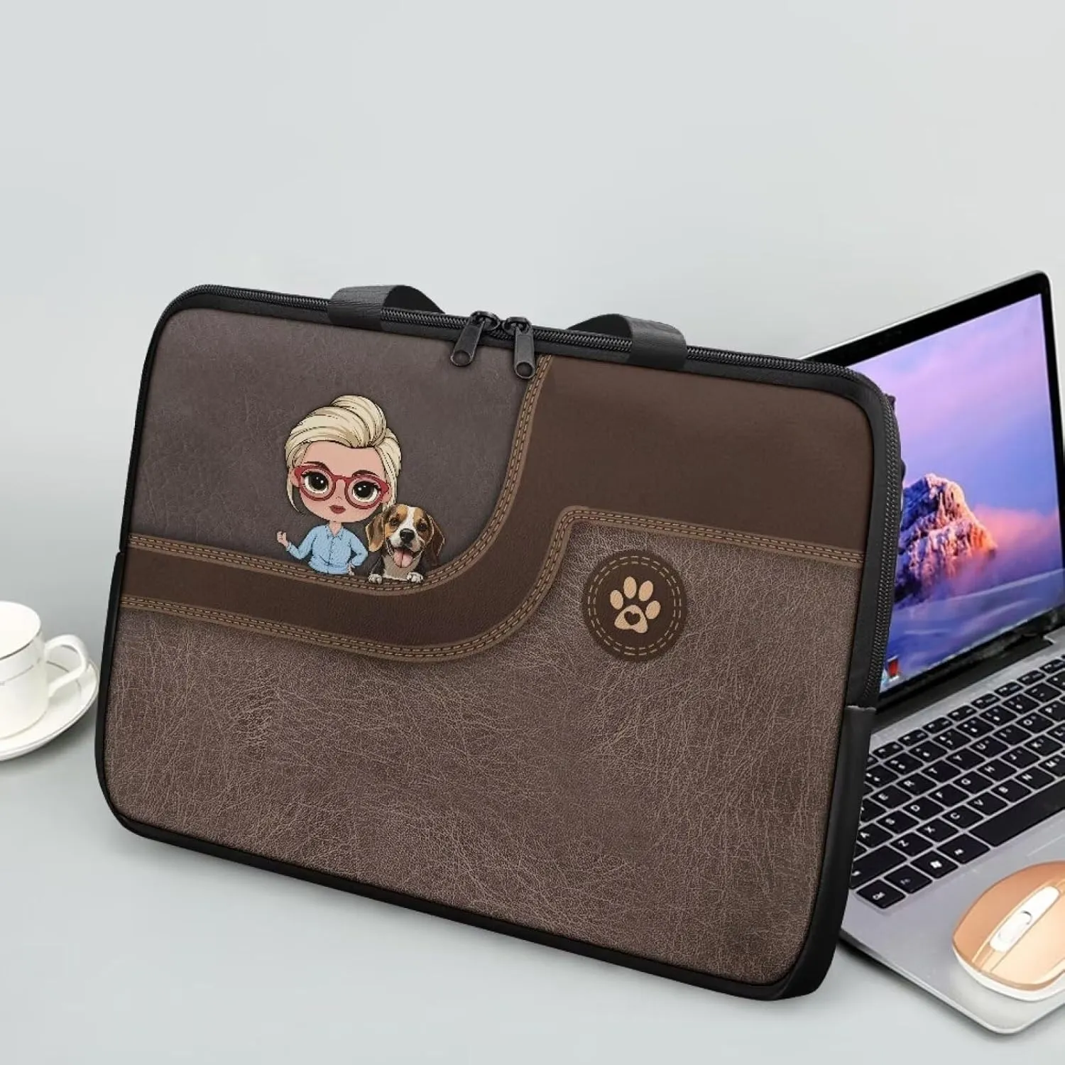 Laptop Bags Designer PU Leather Laptop Carrying Case Soft Leather Briefcase for Women