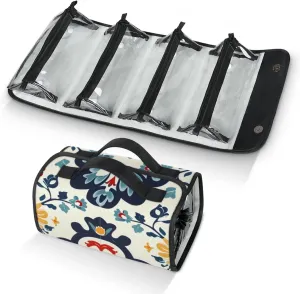 Large Capacity 4-in-1 Hanging Travel Toiletry Bag Storage Organizer With 4 Detachable Removable Zipper Clear Pouches Abstract Cplprful Pattern