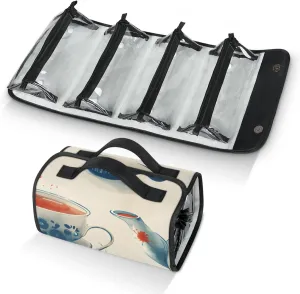 Large Capacity 4-in-1 Hanging Travel Toiletry Bag Storage Organizer With 4 Detachable Removable Zipper Clear Pouches Black Teas
