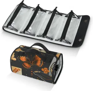 Large Capacity 4-in-1 Hanging Travel Toiletry Bag Storage Organizer With 4 Detachable Removable Zipper Clear Pouches Butterfly Decorations
