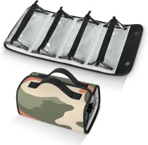 Large Capacity 4-in-1 Hanging Travel Toiletry Bag Storage Organizer With 4 Detachable Removable Zipper Clear Pouches Camouflage