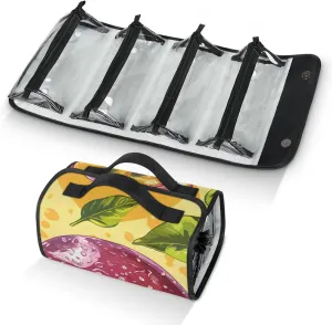 Large Capacity 4-in-1 Hanging Travel Toiletry Bag Storage Organizer With 4 Detachable Removable Zipper Clear Pouches Cartoon Figs