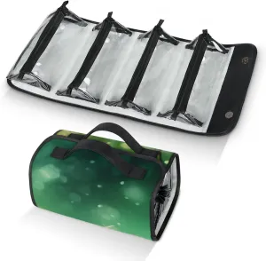 Large Capacity 4-in-1 Hanging Travel Toiletry Bag Storage Organizer With 4 Detachable Removable Zipper Clear Pouches Green Dandelions