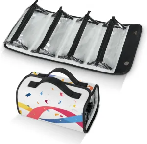 Large Capacity 4-in-1 Hanging Travel Toiletry Bag Storage Organizer With 4 Detachable Removable Zipper Clear Pouches Happy Birthday