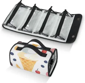 Large Capacity 4-in-1 Hanging Travel Toiletry Bag Storage Organizer With 4 Detachable Removable Zipper Clear Pouches Ice Creams