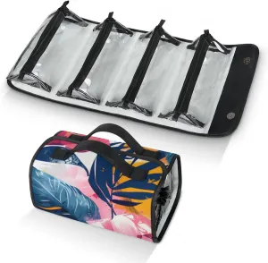 Large Capacity 4-in-1 Hanging Travel Toiletry Bag Storage Organizer With 4 Detachable Removable Zipper Clear Pouches Mystical Roses