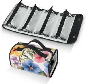 Large Capacity 4-in-1 Hanging Travel Toiletry Bag Storage Organizer With 4 Detachable Removable Zipper Clear Pouches Peony