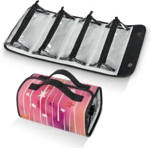 Large Capacity 4-in-1 Hanging Travel Toiletry Bag Storage Organizer With 4 Detachable Removable Zipper Clear Pouches Streamline Pattern