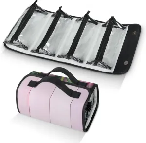 Large Capacity 4-in-1 Hanging Travel Toiletry Bag Storage Organizer With 4 Detachable Removable Zipper Clear Pouches Tulips