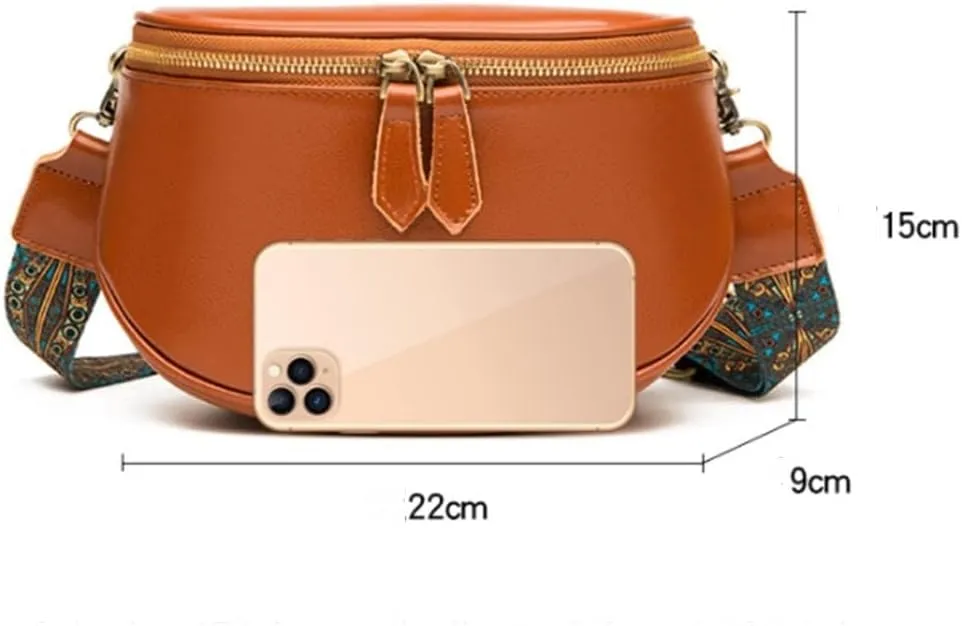 Leather Bag Women's Bag Fashion Retro Layer Vegetable Tanned Leather Shoulder Messenger Bag Saddle Bag(D)