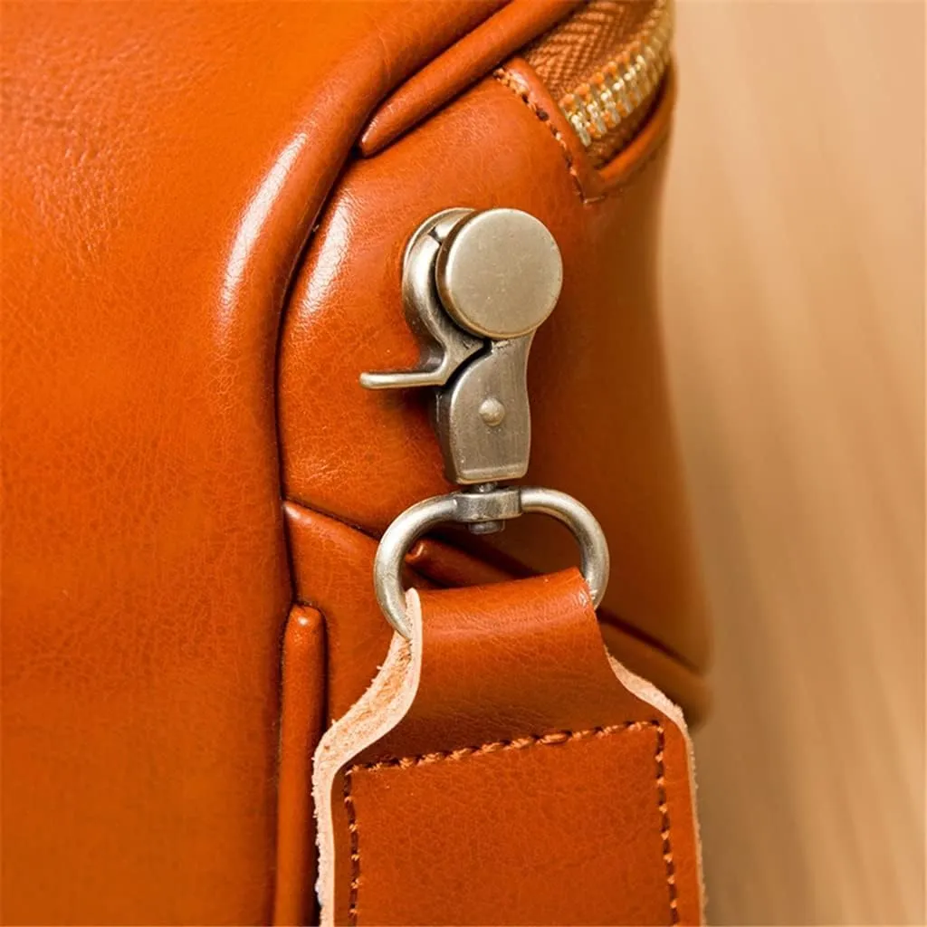 Leather Bag Women's Bag Fashion Retro Layer Vegetable Tanned Leather Shoulder Messenger Bag Saddle Bag(D)