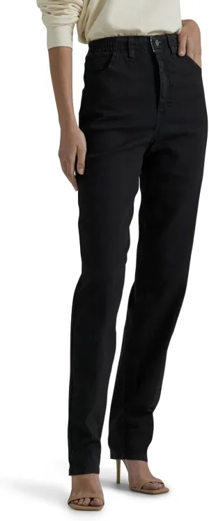 Lee Women's Petite Relaxed Fit Side Elastic Tapered Leg Jean