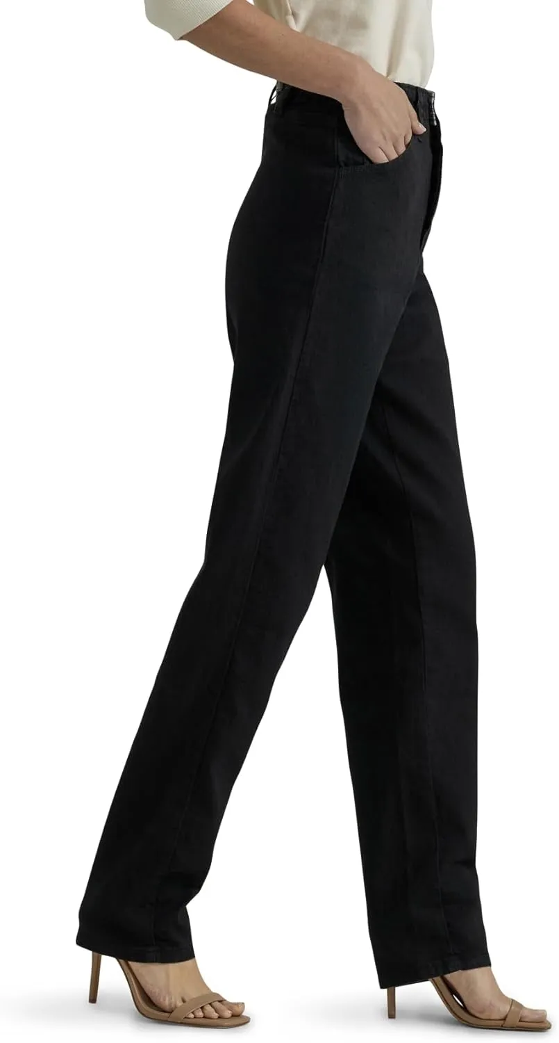 Lee Women's Petite Relaxed Fit Side Elastic Tapered Leg Jean