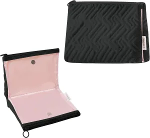 Leudes Makeup Bag Travel Essentials Cute Skincare Pouch Purse Cosmetic Bags for Women Traveling Make Up Organizer Portable Clear Case Toiletry Bag with Zipper (Black, Medium)
