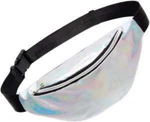 LIFKOME Holographic Shiny Waist Pack Fanny Pack for Travel Hiking and Outdoor Activities Stylish with Strap