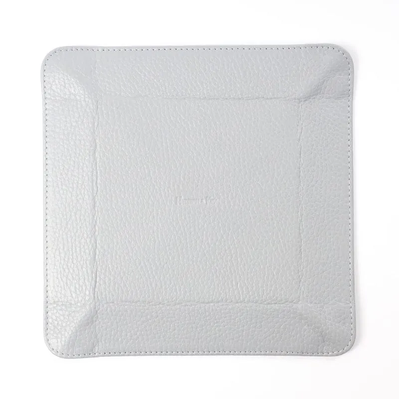 Light Grey Leather & Cobalt Suede Small Travel Tray