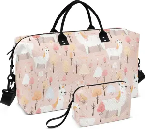 Llama Trees Travel Duffle Bag Duffel Bags Large Weekender Bag Carry On Duffel Bag Gym Bag with Toiletry Bag Garment Duffle Bags for Airplanes Women Men Yoga Sports Trip Adults
