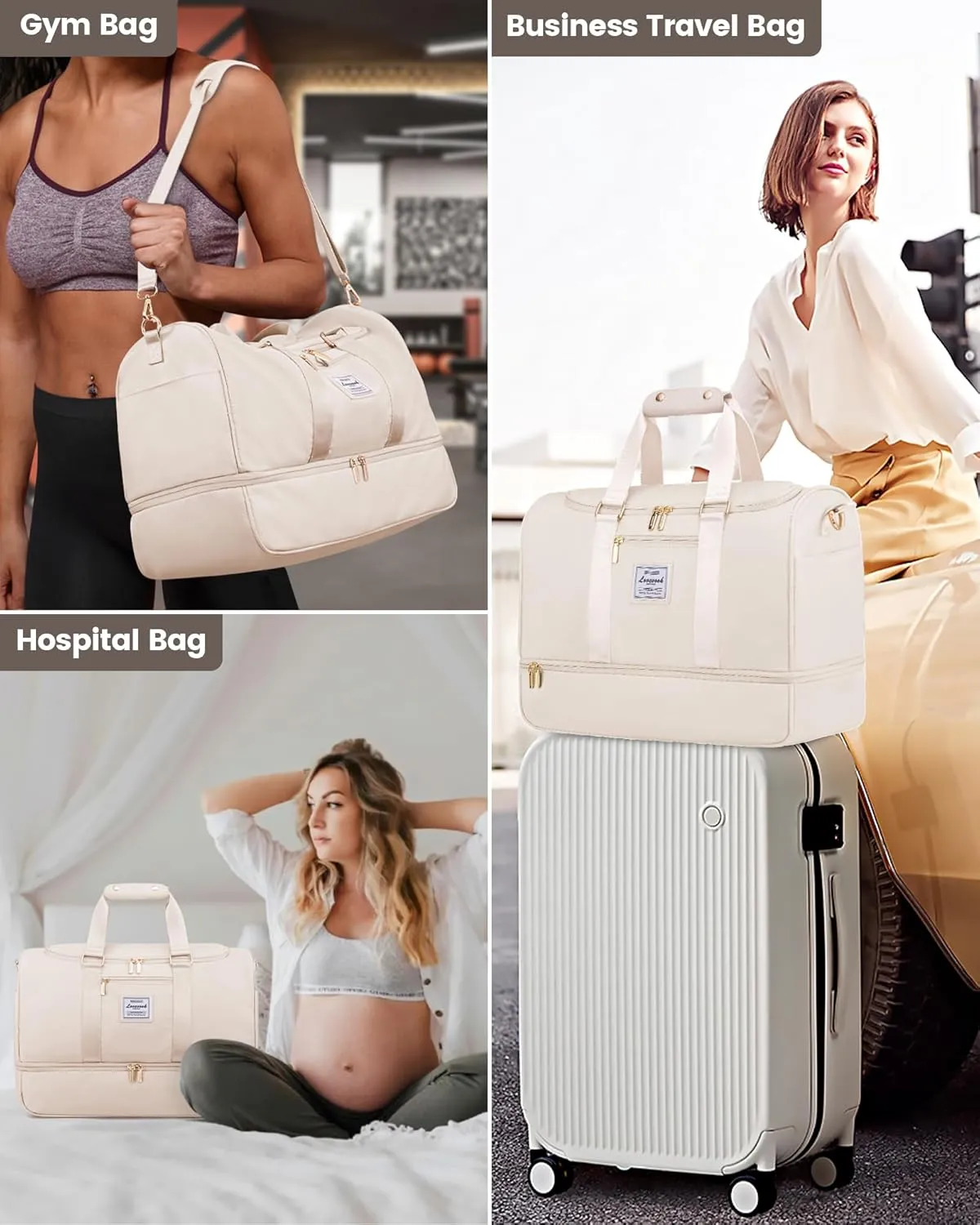 LOVEVOOK Gym bag for Women,Weekender Overnight Bags with Shoe Compartment, Personal Item Travel Duffle Bag with Toiletry Bag & Wet Pocket, Carry on Duffel Bags, Hospital Bags for Labor and Delivery