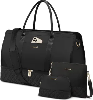 LOVEVOOK Weekender Bags for Women Travel Duffle Bag with Shoe Compartment, Carry on Overnight Bag Set