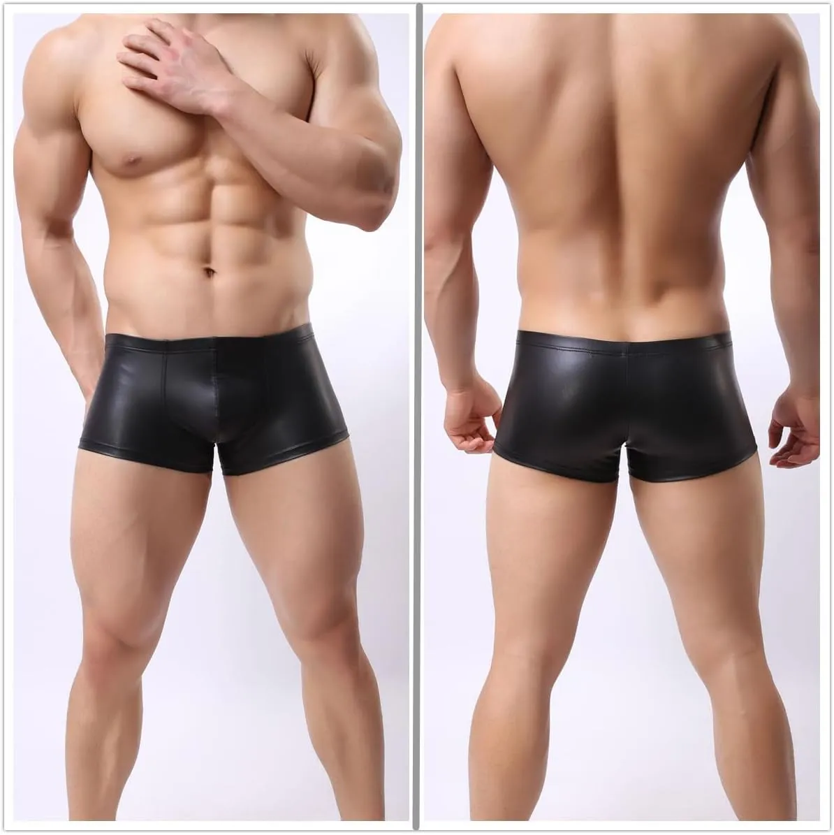 LuckyMoon Men's Shiny Boxer Shorts, Elastic Liquid Metallic Boxer Briefs, Low Waist Men's Sexy Boxer, Sparkly Hot Short Pants