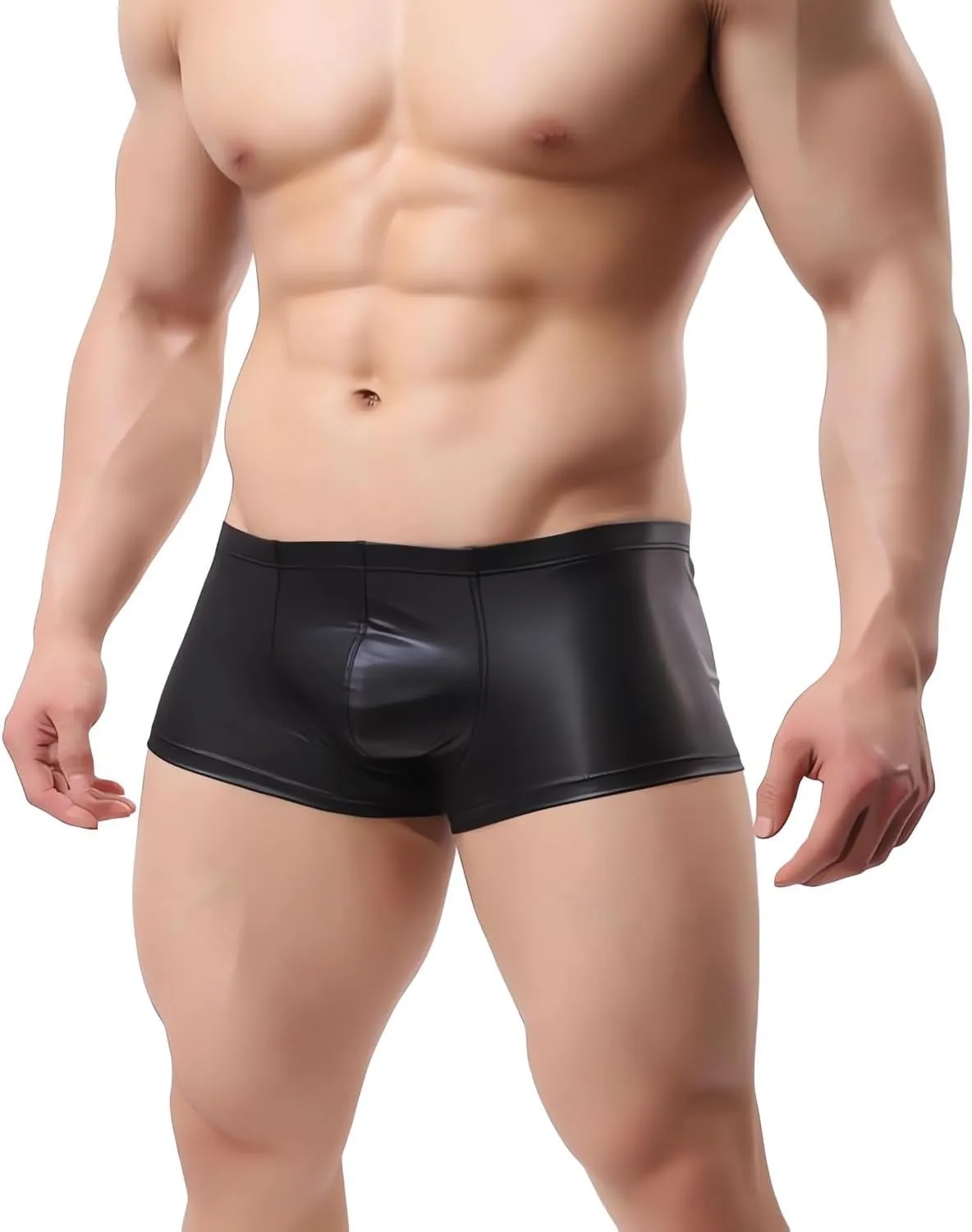 LuckyMoon Men's Shiny Boxer Shorts, Elastic Liquid Metallic Boxer Briefs, Low Waist Men's Sexy Boxer, Sparkly Hot Short Pants