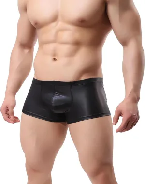 LuckyMoon Men's Shiny Boxer Shorts, Elastic Liquid Metallic Boxer Briefs, Low Waist Men's Sexy Boxer, Sparkly Hot Short Pants