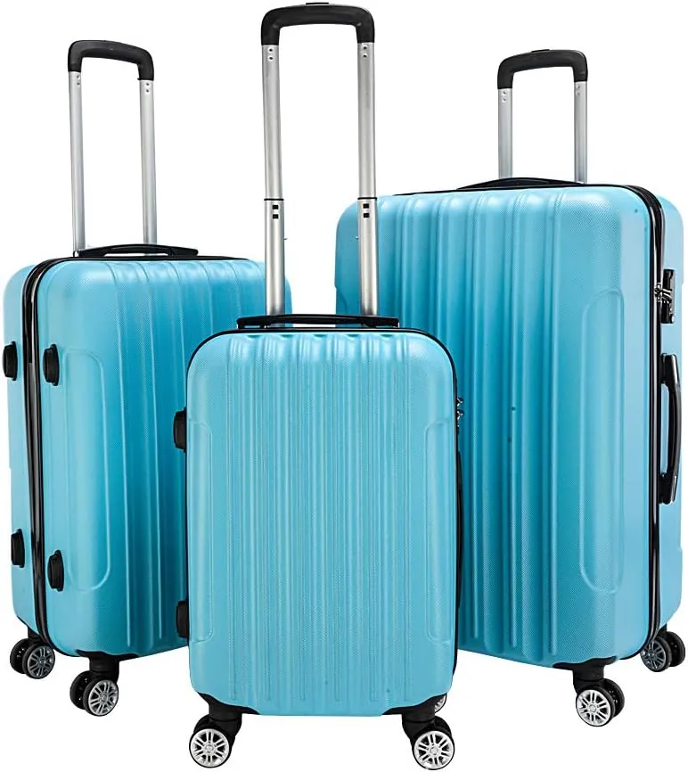 Luggage Set of 3 Suitcase with Spinner Double Wheels Hardshell Safe Lock Lightweight Multifunctional Large Capacity Luggages 3 Piece Set Traveling Storage Suitcase(Blue, 20in24in28in)