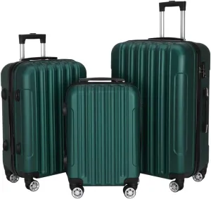 Luggage Set of 3 Suitcase with Spinner Double Wheels Hardshell Safe Lock Lightweight Multifunctional Large Capacity Luggages 3 Piece Set Traveling Storage Suitcase(Dark Green, 20in24in28in)