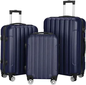 Luggage Set of 3 Suitcase with Spinner Double Wheels Hardshell Safe Lock Lightweight Multifunctional Large Capacity Luggages 3 Piece Set Traveling Storage Suitcase(Navy Blue, 20in24in28in)