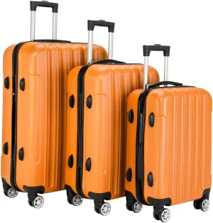 Luggage Set of 3 Suitcase with Spinner Double Wheels Hardshell Safe Lock Lightweight Multifunctional Large Capacity Luggages 3 Piece Set Traveling Storage Suitcase(Orange, 20in24in28in)