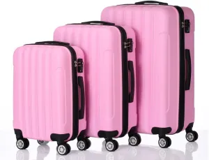 Luggage Set of 3 Suitcase with Spinner Double Wheels Hardshell Safe Lock Lightweight Multifunctional Large Capacity Luggages 3 Piece Set Traveling Storage Suitcase(Pink, 20in24in28in)