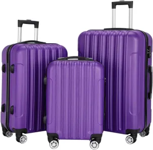 Luggage Set of 3 Suitcase with Spinner Double Wheels Hardshell Safe Lock Lightweight Multifunctional Large Capacity Luggages 3 Piece Set Traveling Storage Suitcase(Purple, 20in24in28in)