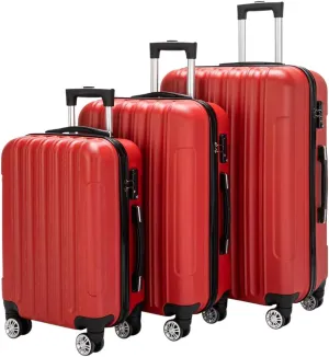 Luggage Set of 3 Suitcase with Spinner Double Wheels Hardshell Safe Lock Lightweight Multifunctional Large Capacity Luggages 3 Piece Set Traveling Storage Suitcase(Red, 20in24in28in)
