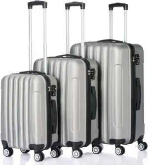 Luggage Set of 3 Suitcase with Spinner Double Wheels Hardshell Safe Lock Lightweight Multifunctional Large Capacity Luggages 3 Piece Set Traveling Storage Suitcase(Silver Gray, 20in24in28in)