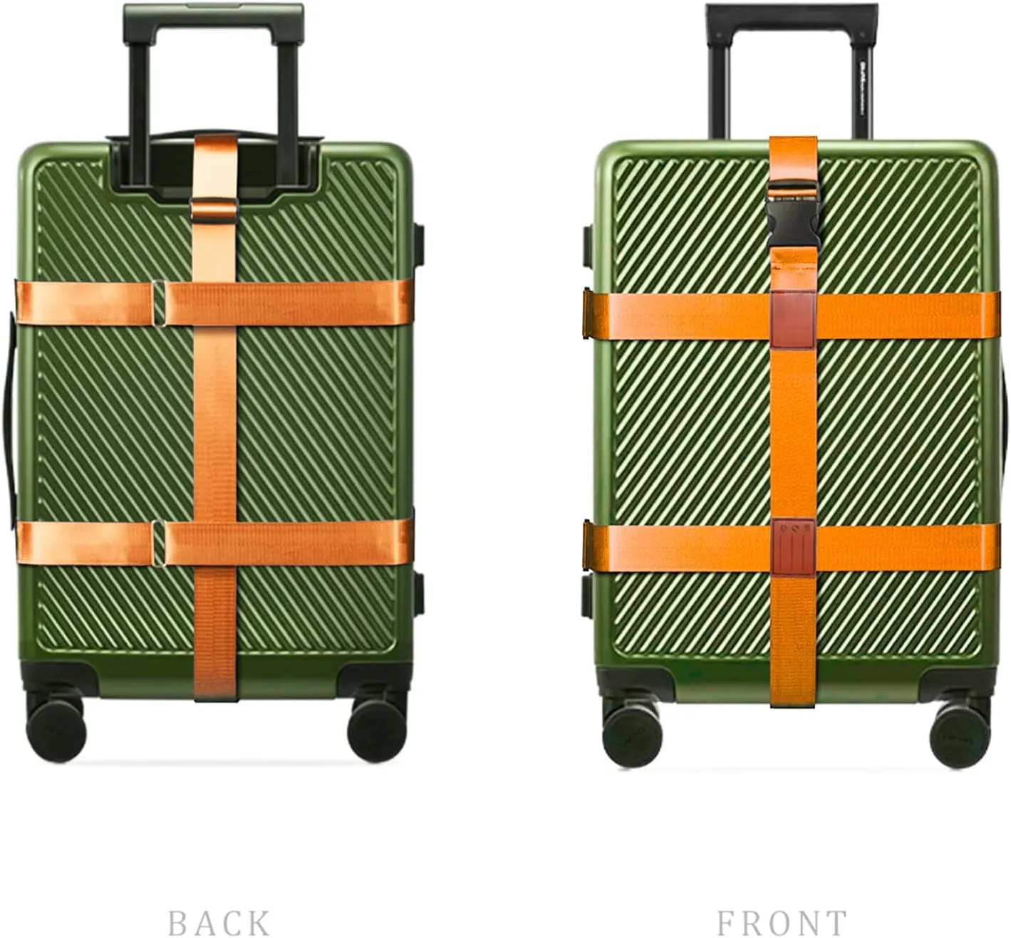 Luggage Straps TSA Approved, Connector Strap for Suitcases, Double Cross Safe Belt, Wide Travel Straps, Luggage Belt With Name ID Card (Orange)