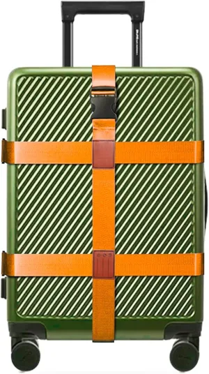 Luggage Straps TSA Approved, Connector Strap for Suitcases, Double Cross Safe Belt, Wide Travel Straps, Luggage Belt With Name ID Card (Orange)