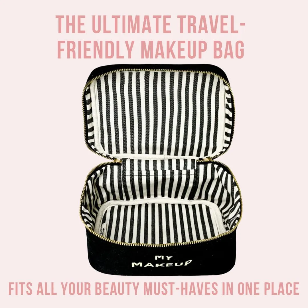 Makeup Bag for Women | Cosmetic Bag Organizer for Girls | Makeup Pouch for Traveling | Toiletry Bags for Women | Make Up Travel Pouches | Black