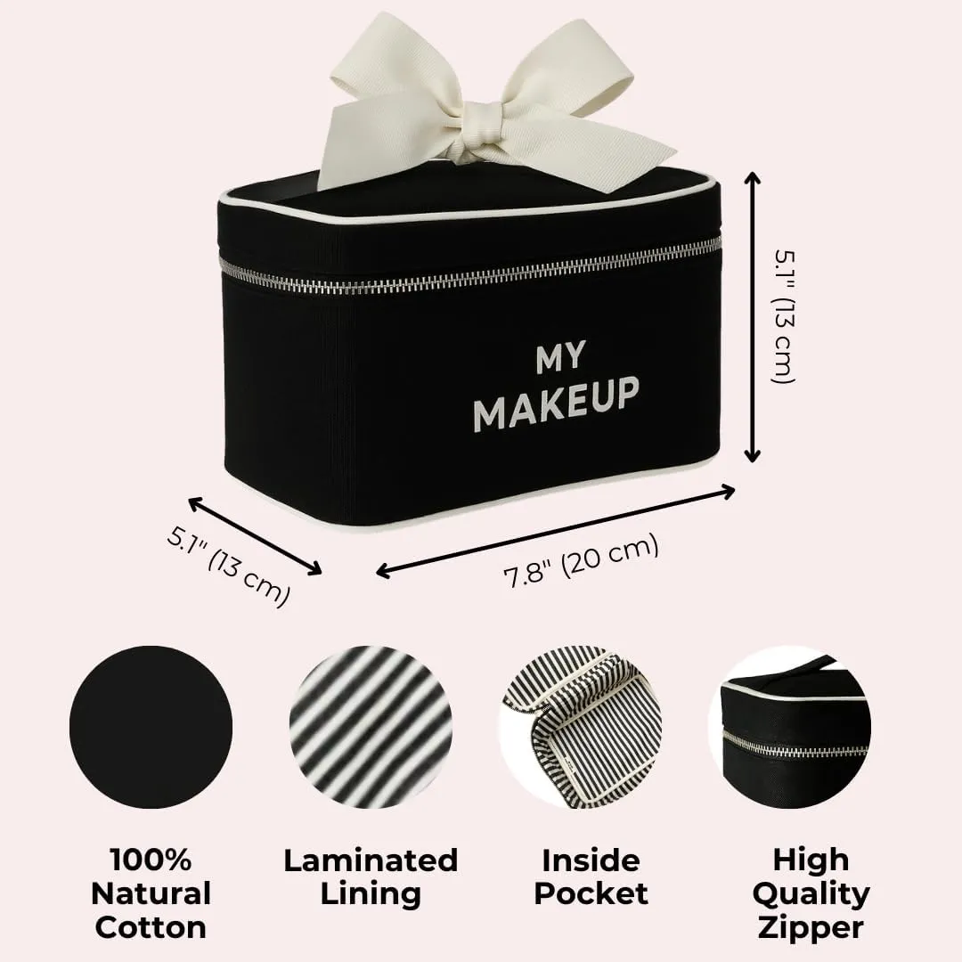 Makeup Bag for Women | Cosmetic Bag Organizer for Girls | Makeup Pouch for Traveling | Toiletry Bags for Women | Make Up Travel Pouches | Black